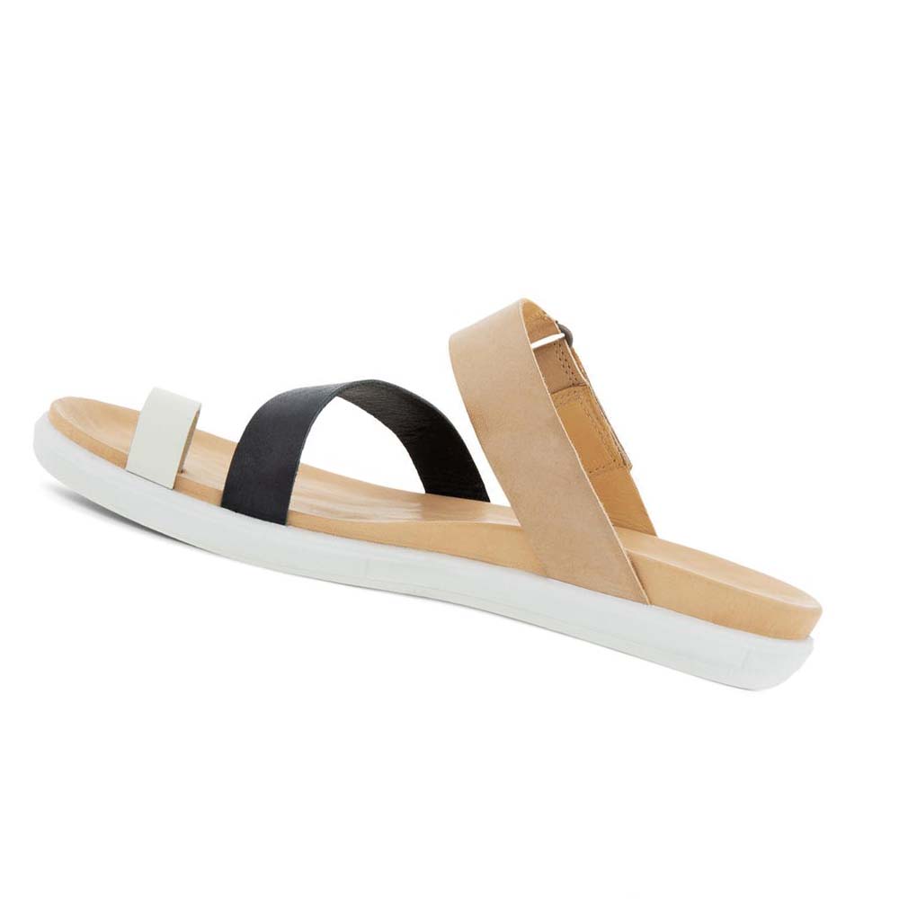 Women's Ecco Simpil Flat Toe-loop Sandals White / Black | Canada 193WNB